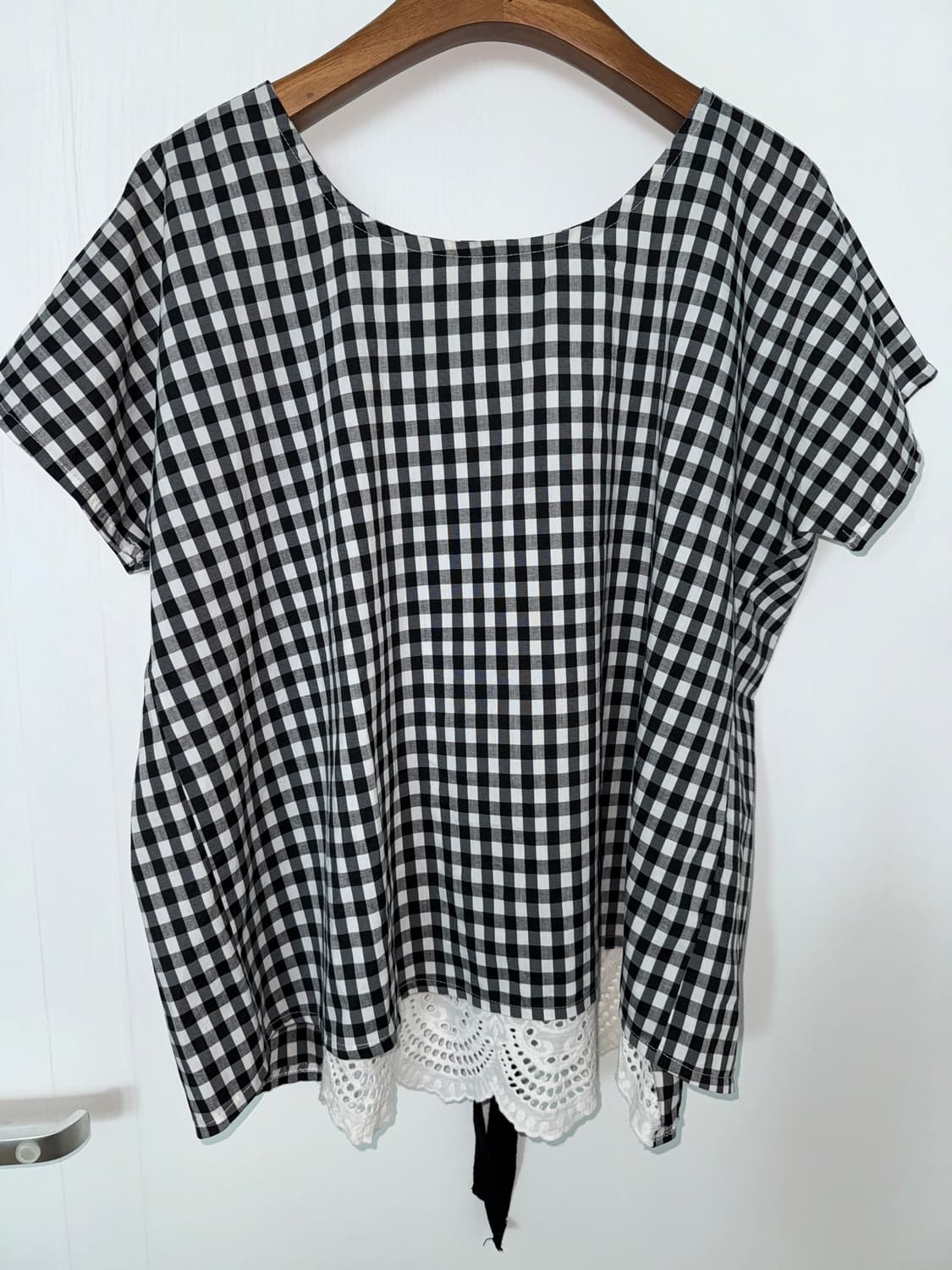 Gingham Lace Layered Blouse 상품이미지3