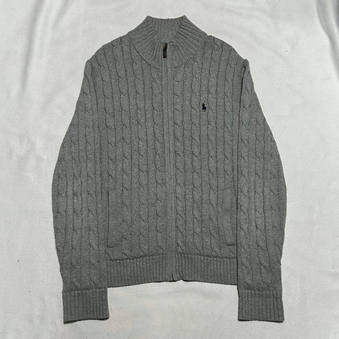 M 폴로랄프로렌 그레이 케이블 히프 니트집업 상품이미지2