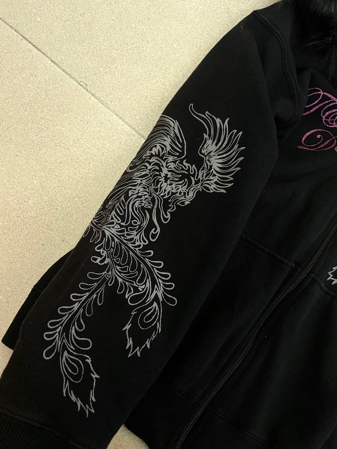 Y2k 레터링 퍼 후드집업 상품이미지4