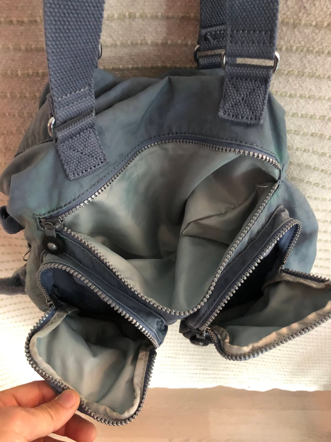 빈티지 키플링 Y2K 그레이 블루 나일론 숄더백 토트백 크로스백 상품이미지3