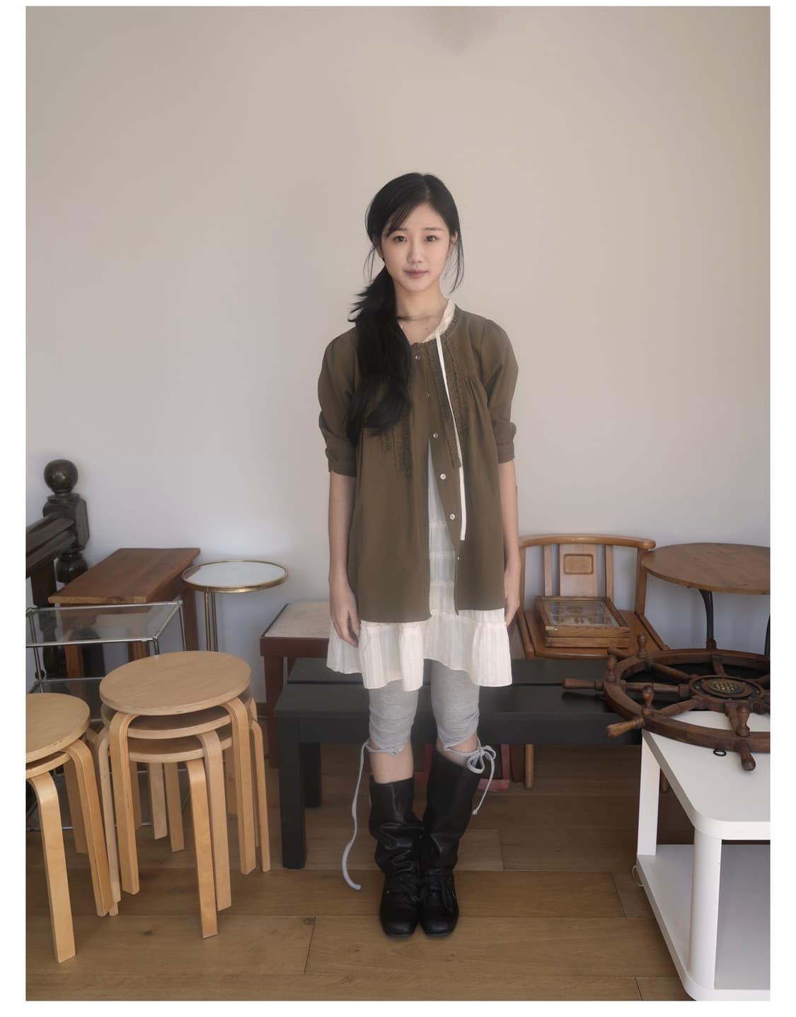Momo blouse, Khaki 상품이미지2
