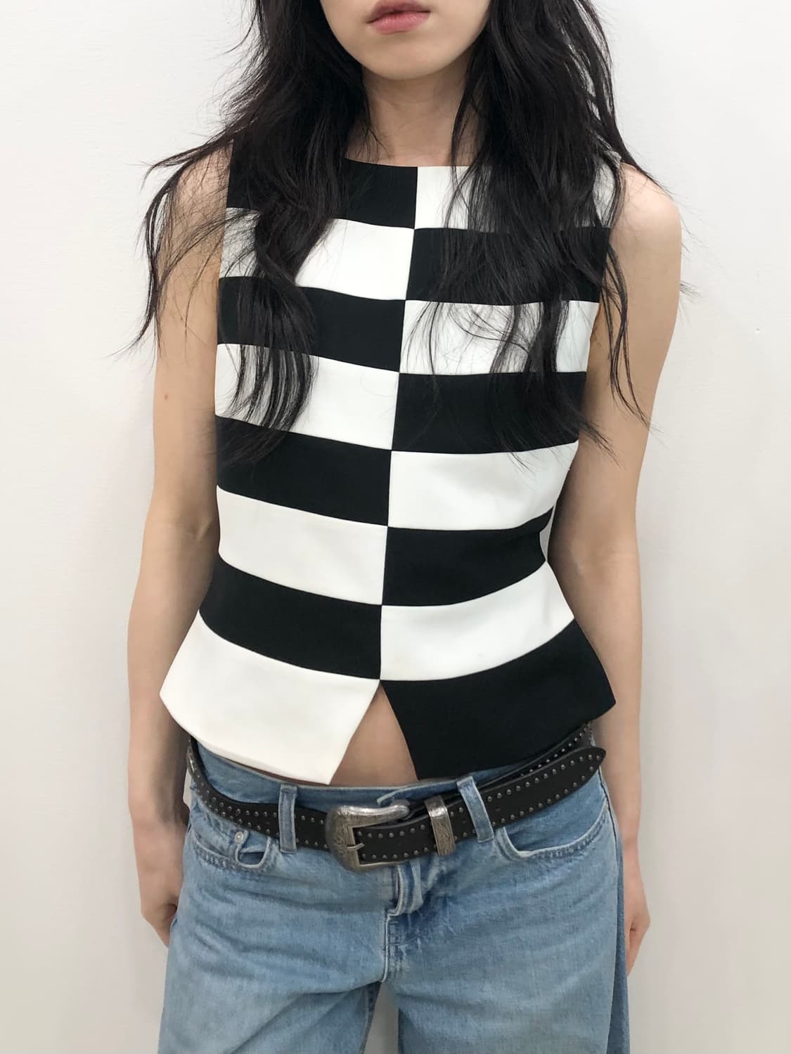 Black&white chic vest 상품이미지5