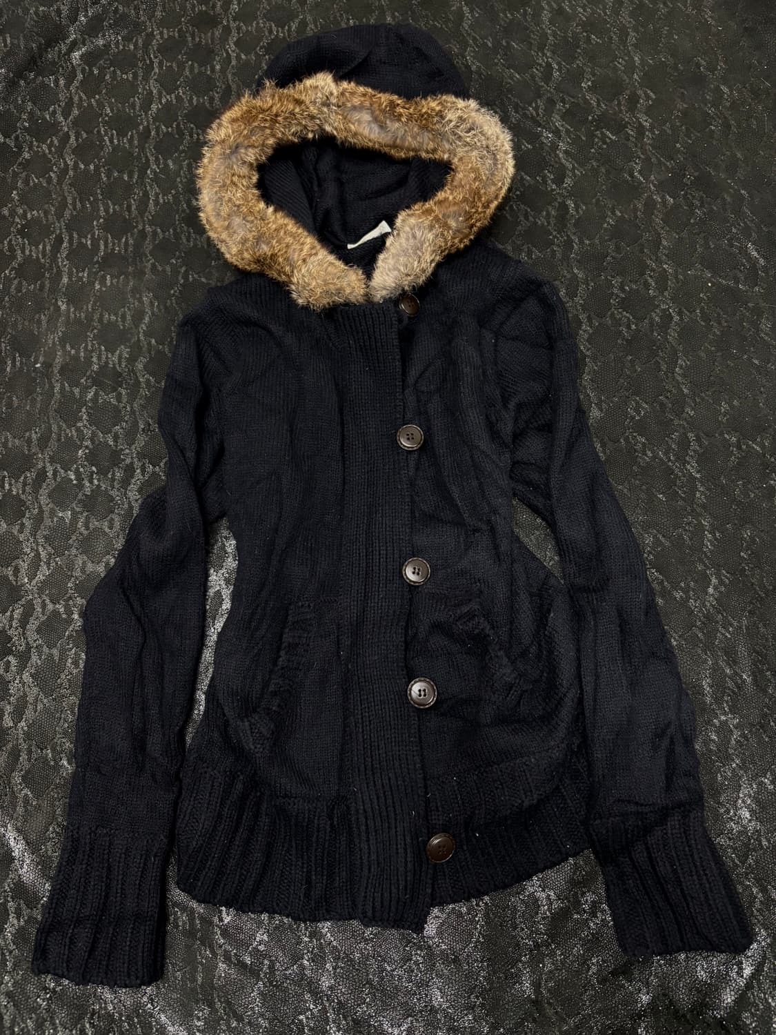 “Vintage” Navy Slim Fit Fur Hoodie Zip U 상품이미지7