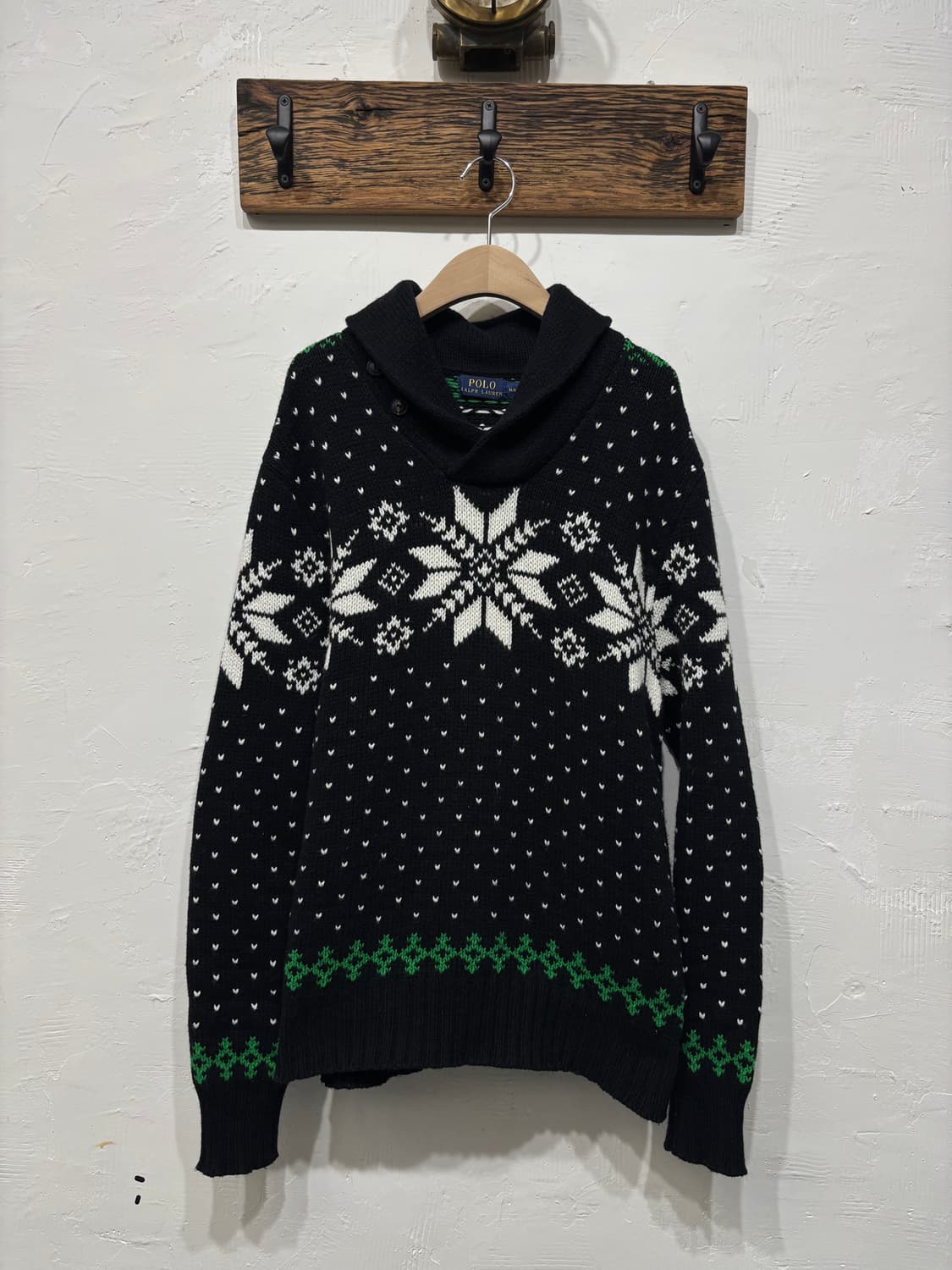 Polo 폴로 랄프로렌 신형 블랙 노르딕 숄카라 니트 상품이미지3