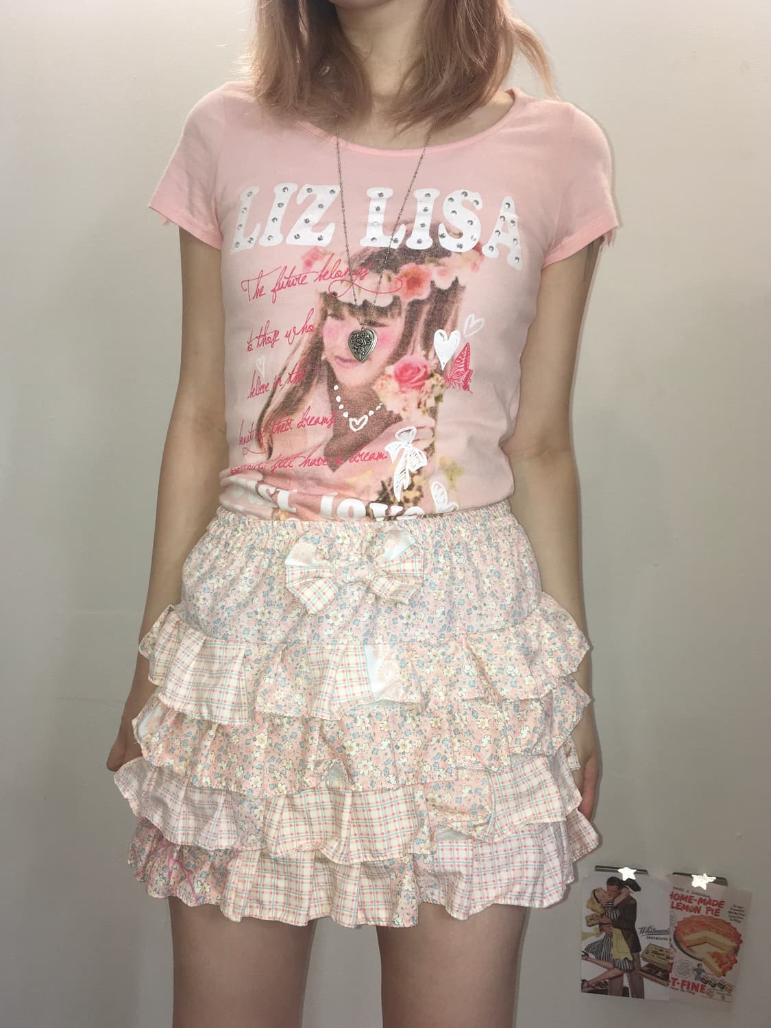 jpn vintage pink patchwork cancan skirt 상품이미지2