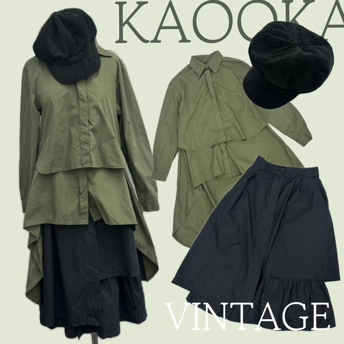 🖤블랙&카키 마계 지뢰계 바선생 언발 코디세트🖤 셔츠 레어 고스로리 상품이미지1