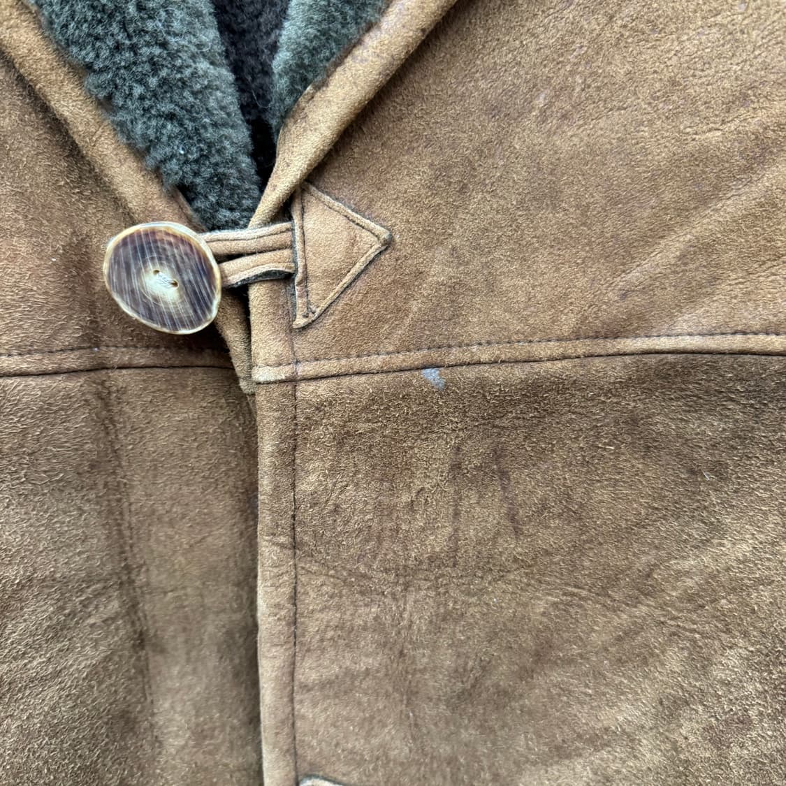 80s USA VINTAGE 양가죽 토글 무스탕 코트 브라운 상품이미지6