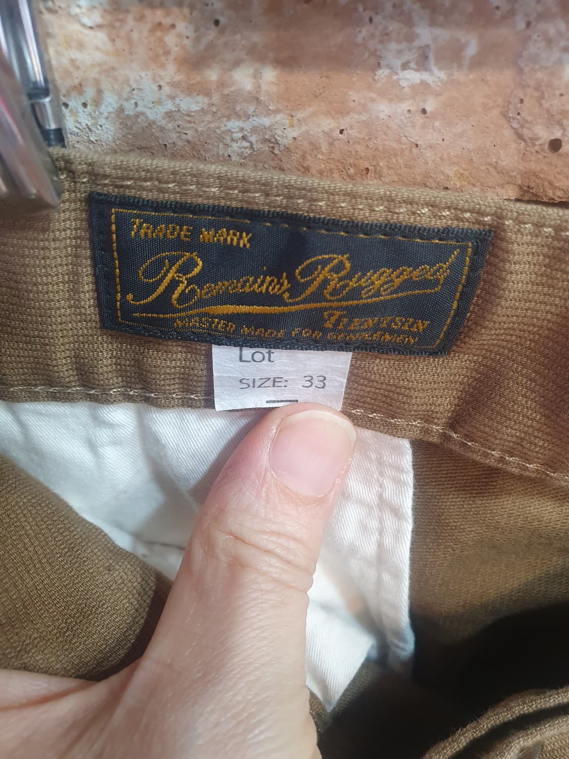 일본빈티지 Remains Rugged 베이지 면반바지 33 상품이미지4