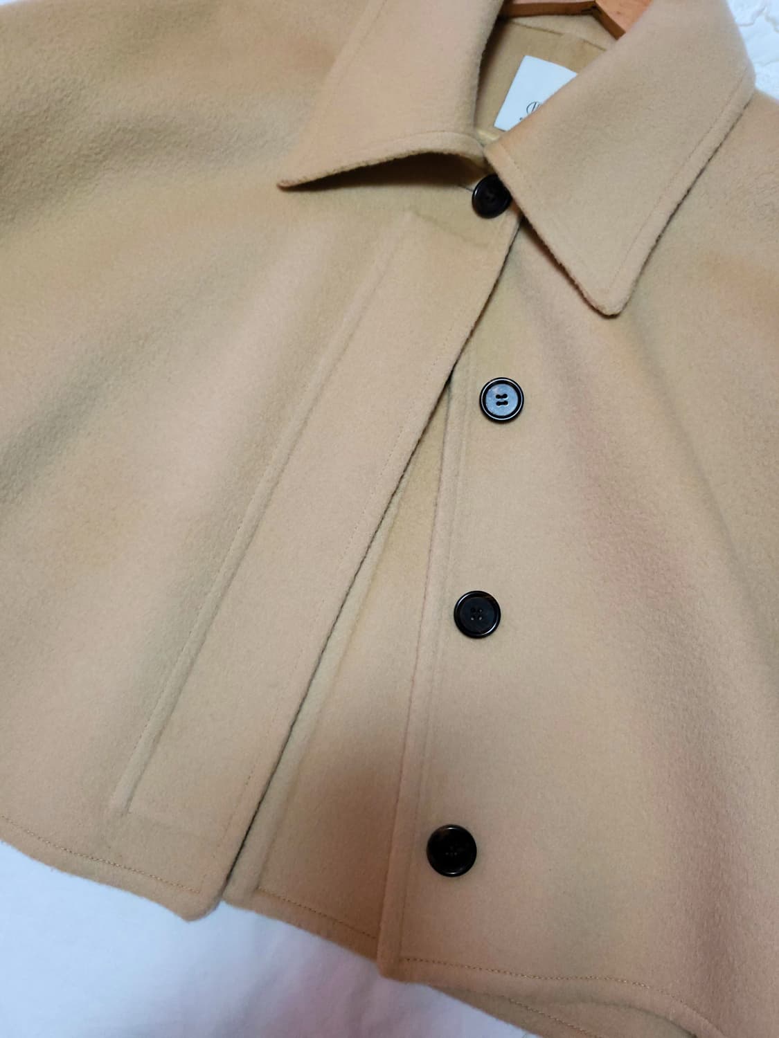 [울90 캐시미어10] 블로썸 울 캐시미어 크롭 자켓 코트 : 베이지 상품이미지3