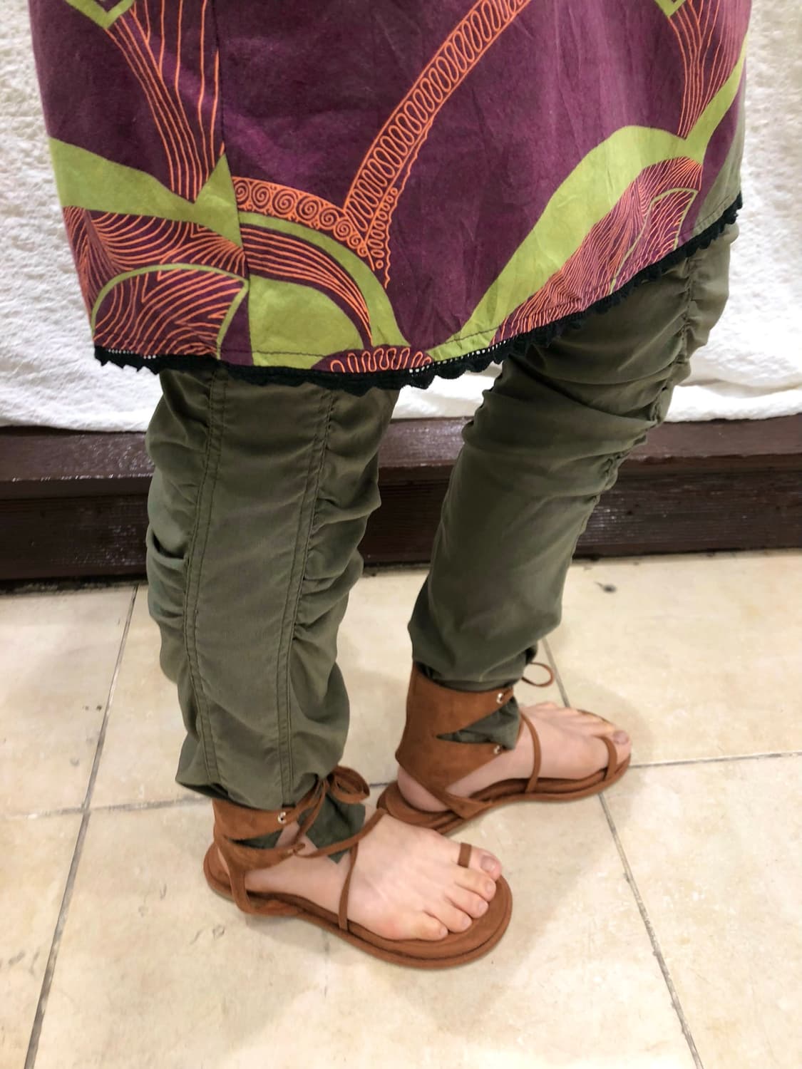 Khaki shirring leggings 상품이미지2