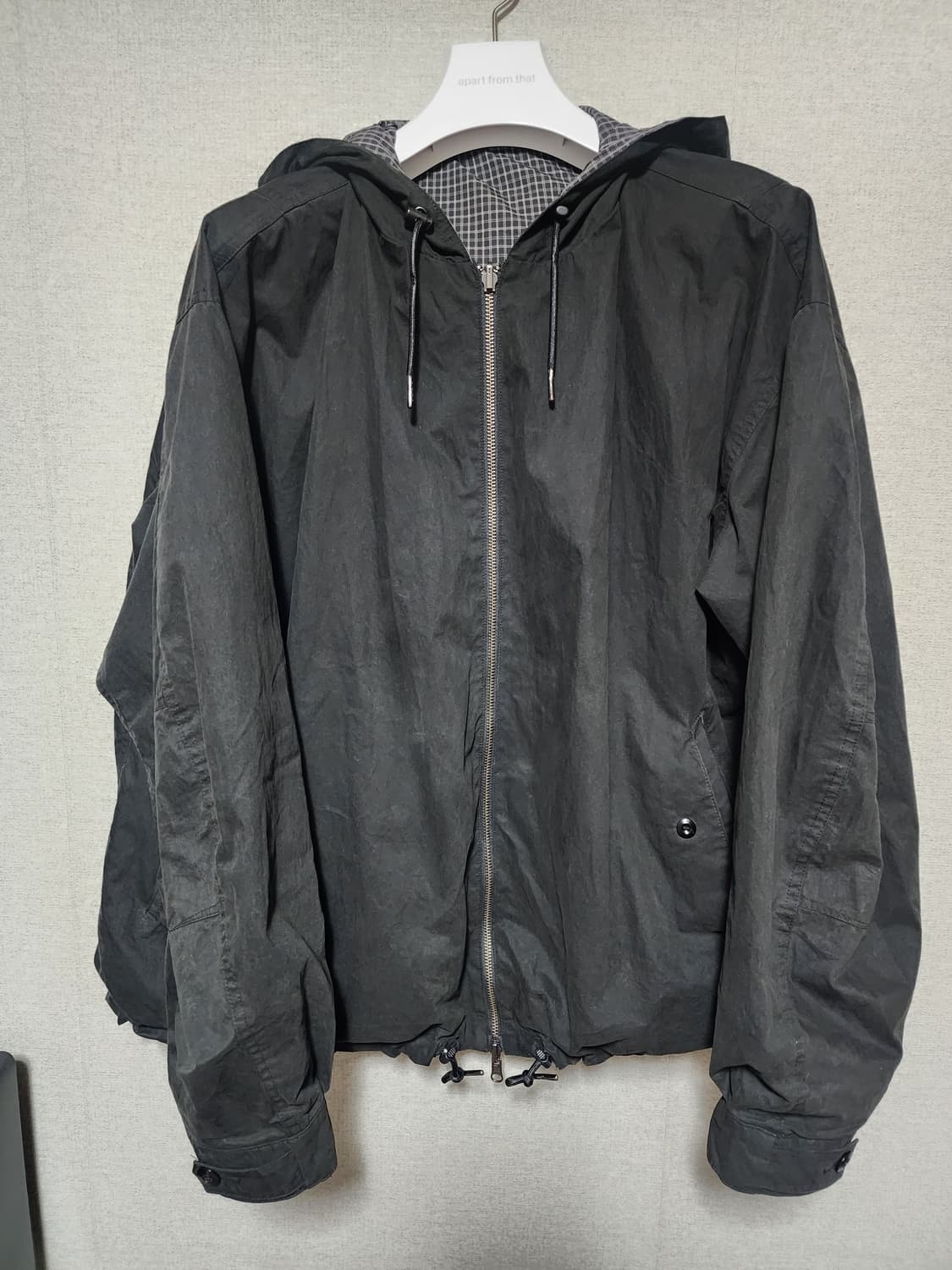 [3,L] 이얼즈어고 워시드 리버서블 샌드 파카 블랙 상품이미지4