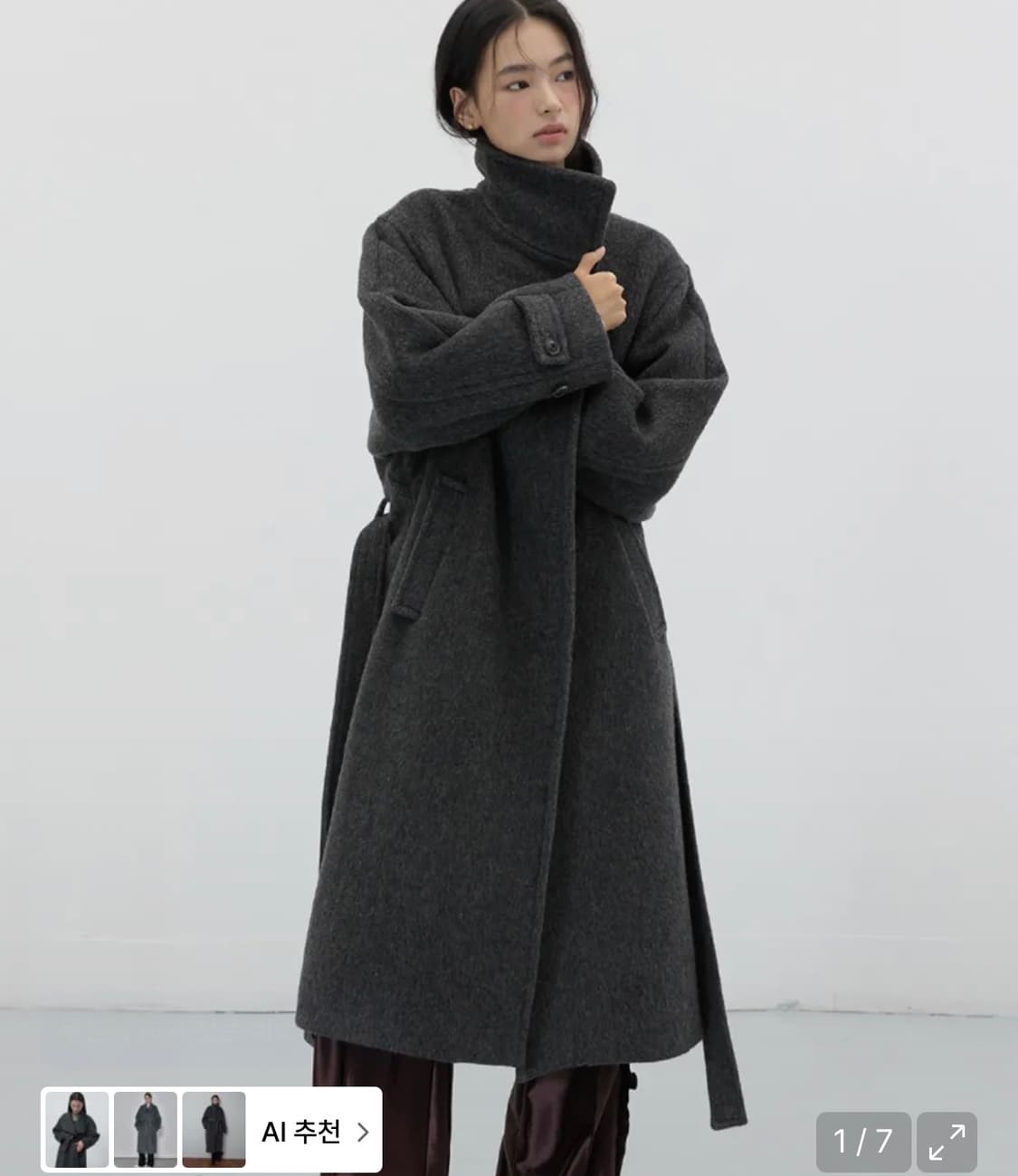 미치코런던 코시노 벨티드 발마칸 울 코트 차콜 상품이미지1