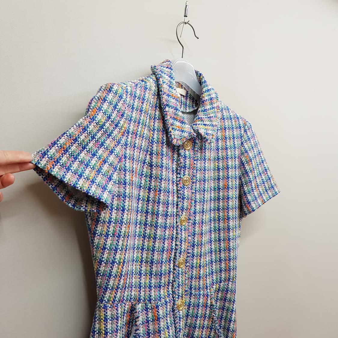 마쥬 MAJE  멀티 컬러 트위드 반팔 원피스 36사이즈 상품이미지4