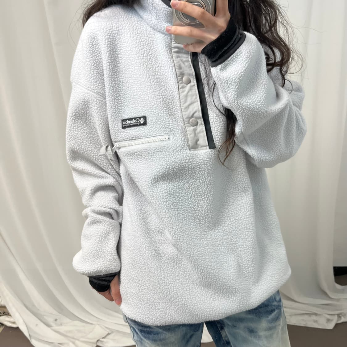 Columbia White Half-button Fleece 상품이미지3