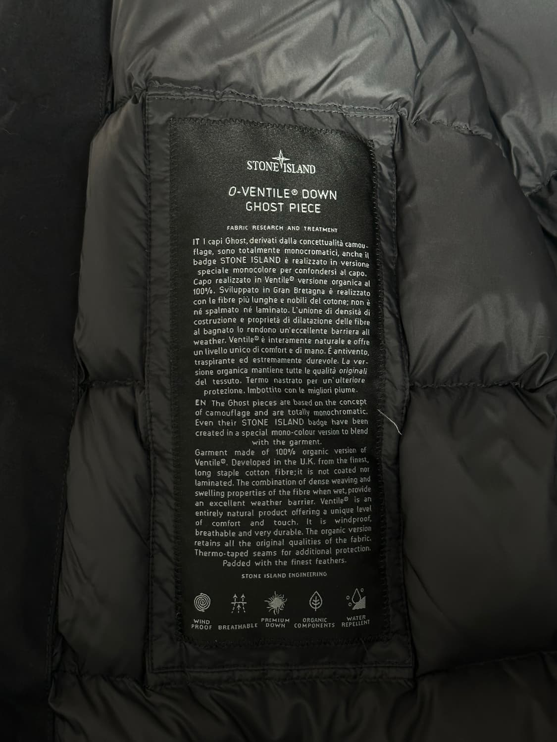 스톤아일랜드 고스트피스 O-ventile 다운 패딩 L(105) 블랙 상품이미지2