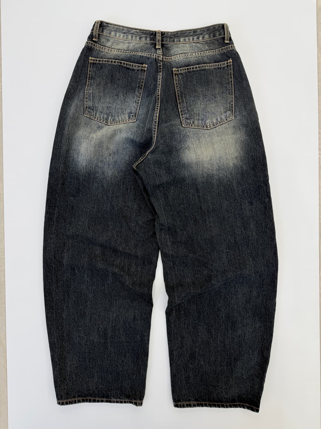 빈티지 워싱 와이드 데님 팬츠 인디고 상품이미지5