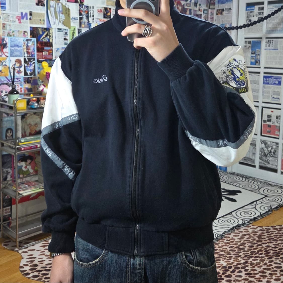 아식스 코튼 배색 집업 자켓 상품이미지2