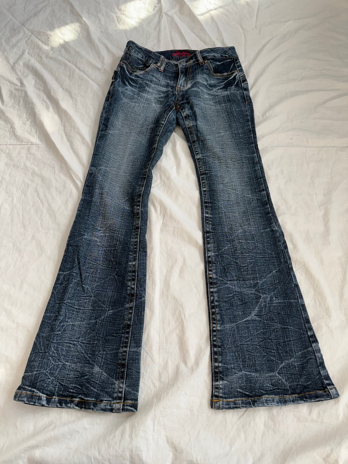 펑크 락시크 크랙워싱 부츠컷 데님 팬츠 상품이미지1