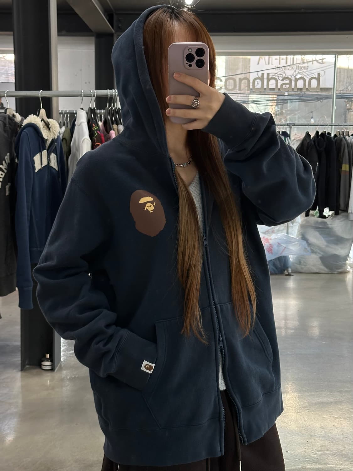 베이프 사루 후드집업 네이비 상품이미지1