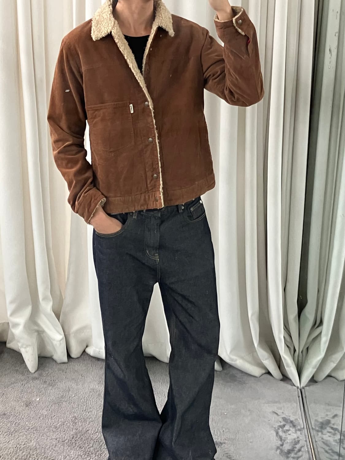 오시코시 브라운 코듀로이 퍼 자켓 L 상품이미지7