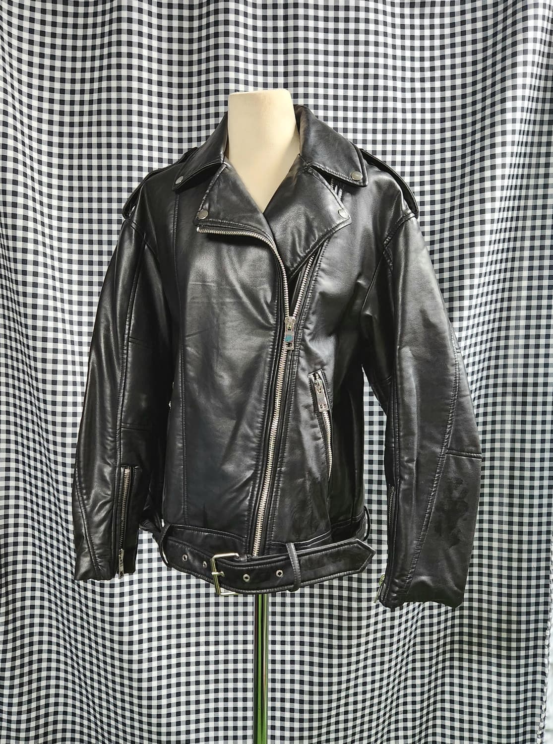 ZARA 리얼가죽 라이더 자켓 | 오버핏 블랙 바이커 상품이미지1
