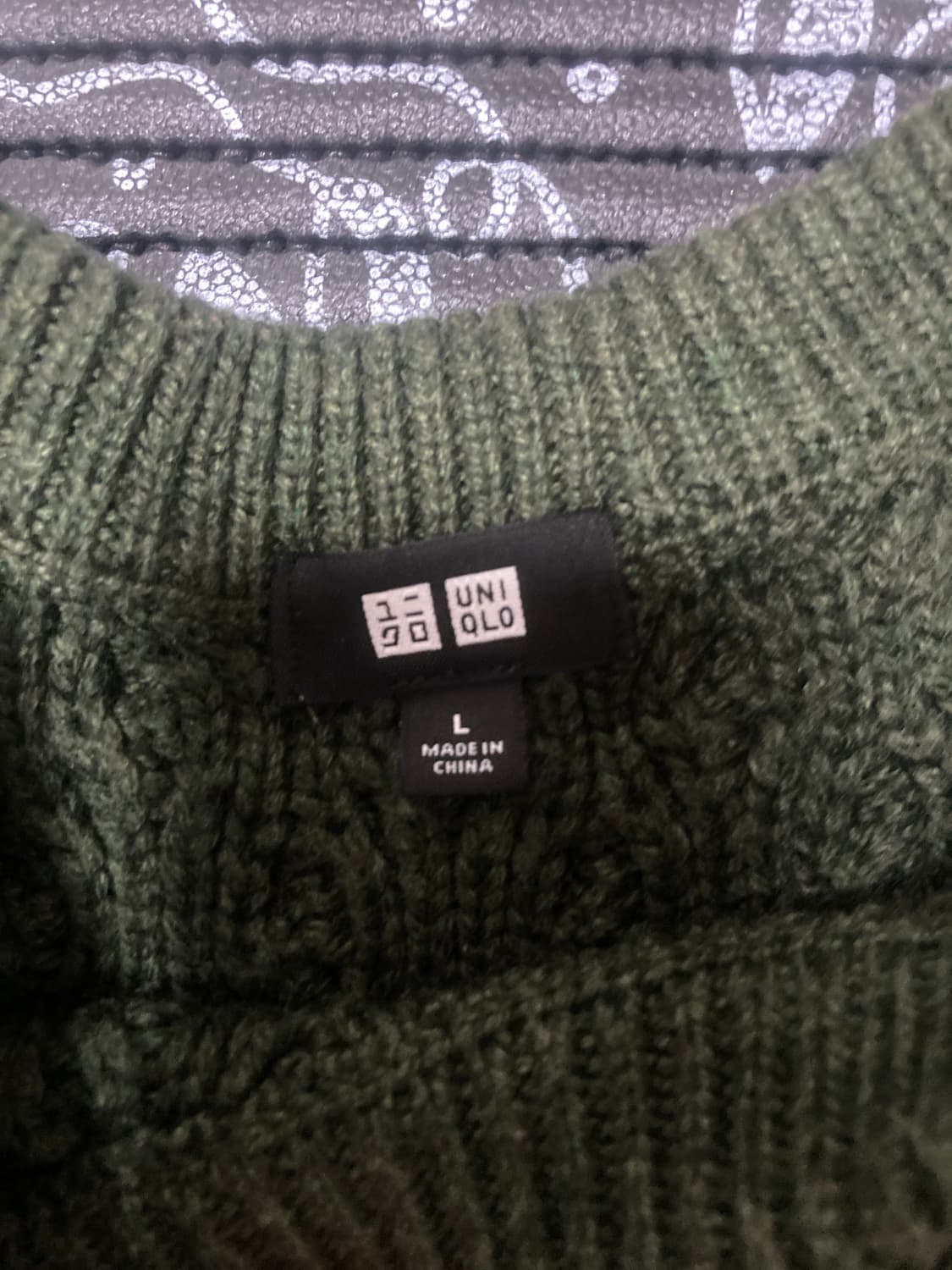 유니클로 케이블 니트 L 올리브 상품이미지2