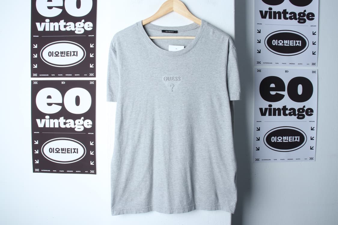 (XL-2XL) 게스 반팔 티셔츠 스몰로고 그레이 놈코어-H32561 상품이미지2