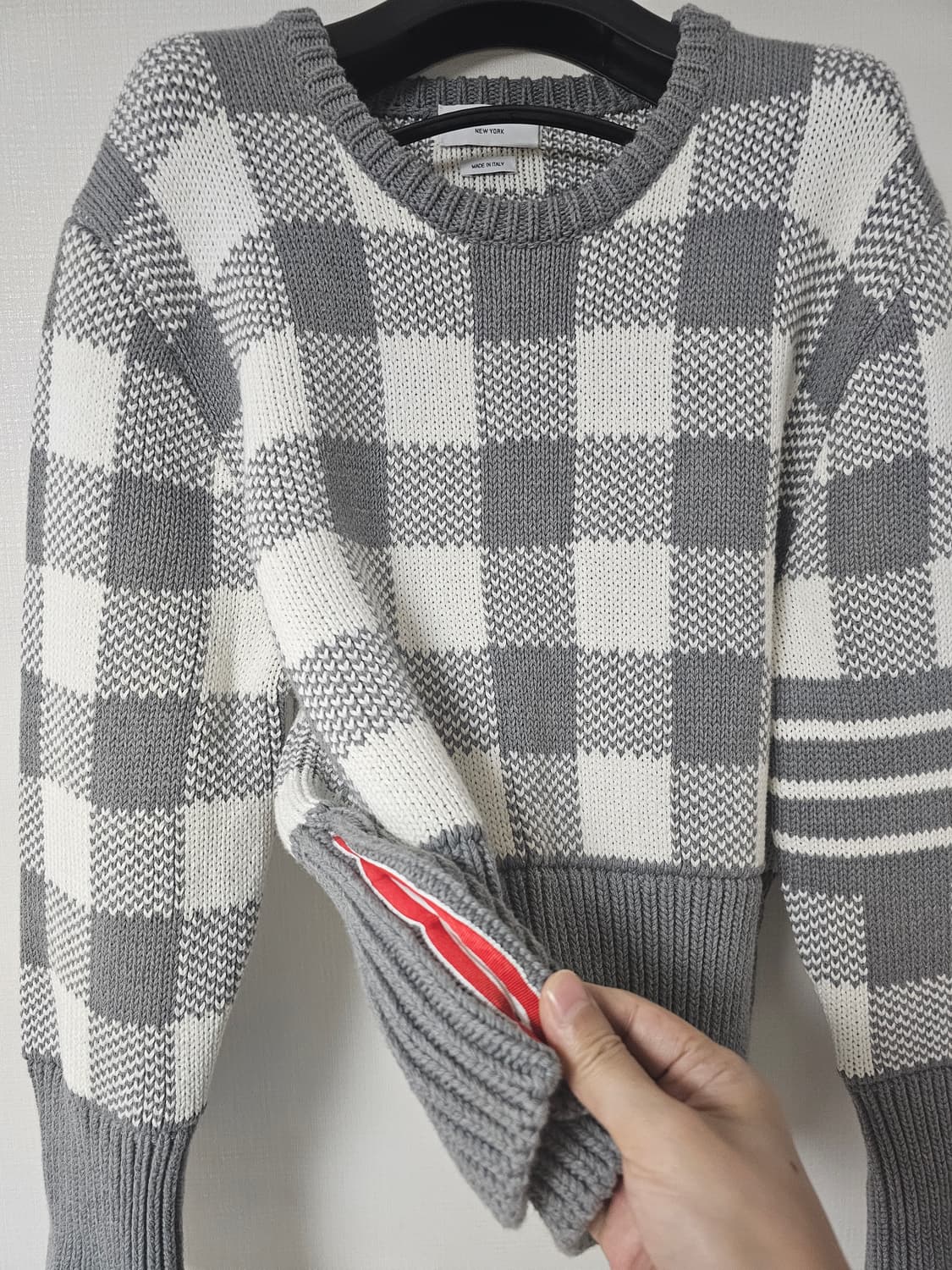 톰브라운  4 바 깅엄 체크 자카드 니트(4/새상품급/정품) 상품이미지3