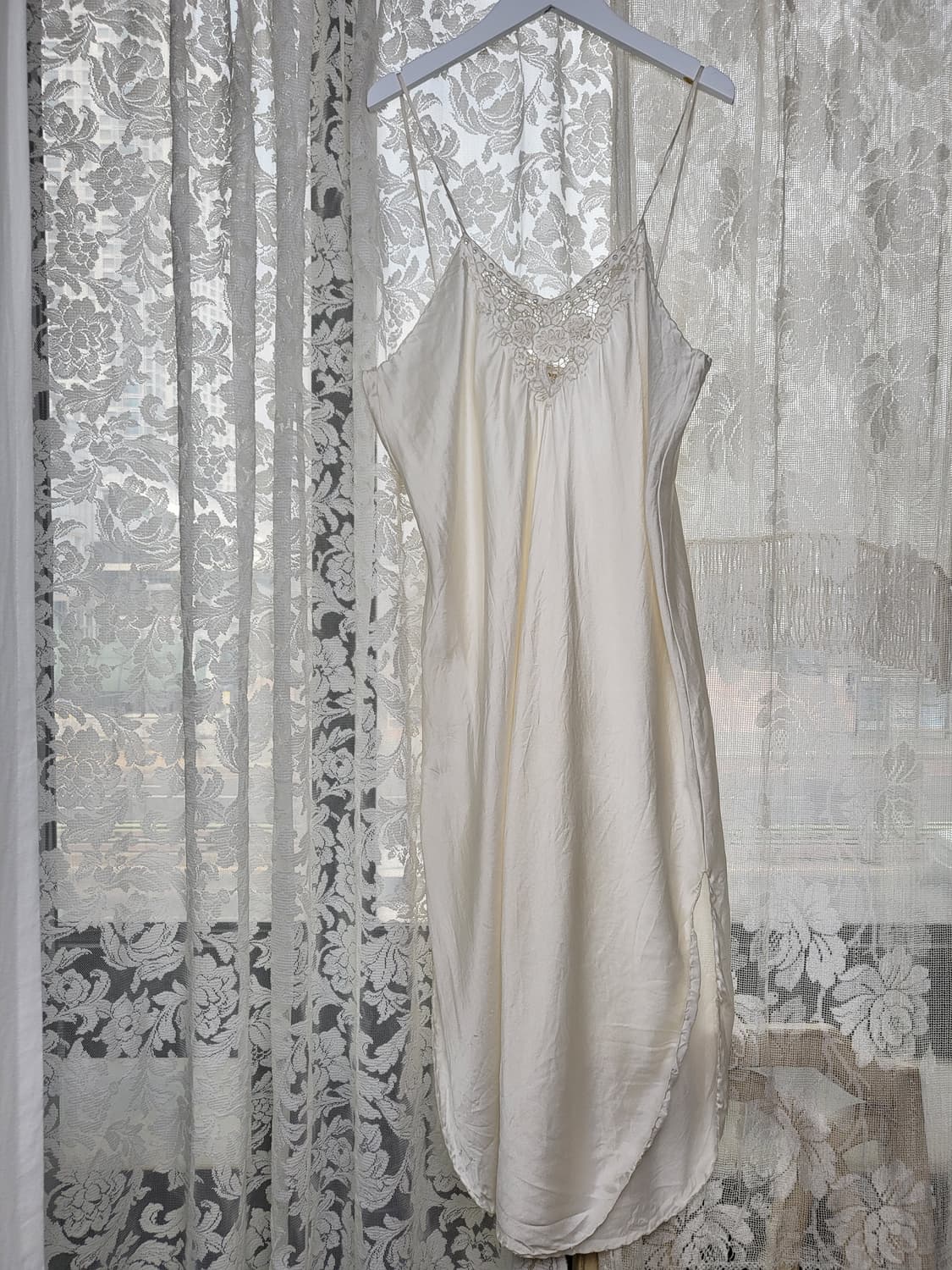 빈티지 오프 화이트 실크 슬립 드레스 상품이미지3