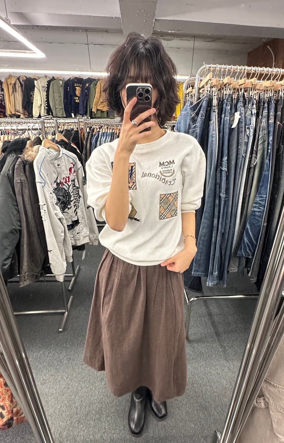 OS)Japanese vintage  MOS’2 브라운 니트치마  상품이미지1