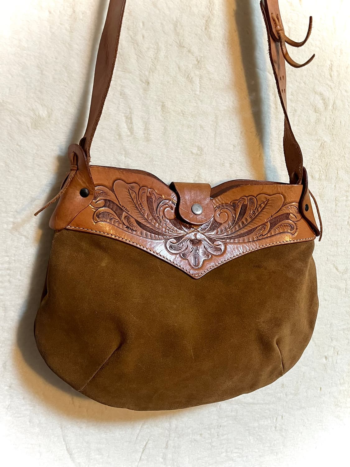 빈티지 히피 보헤미안 스웨이드 가죽 백팩 상품이미지3