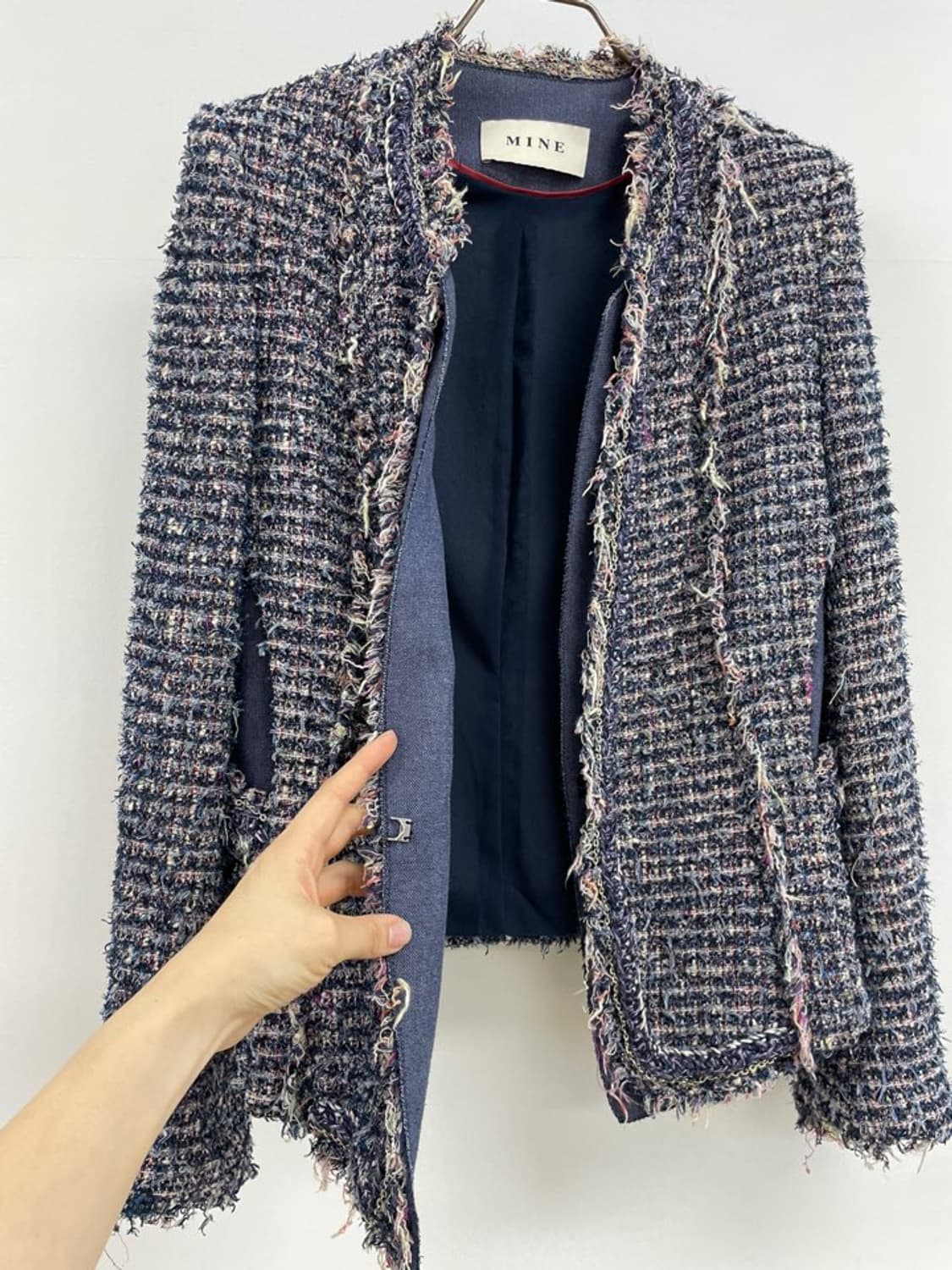 한섬 마인 이태리원단 트위드 자켓 네이비 상품이미지4