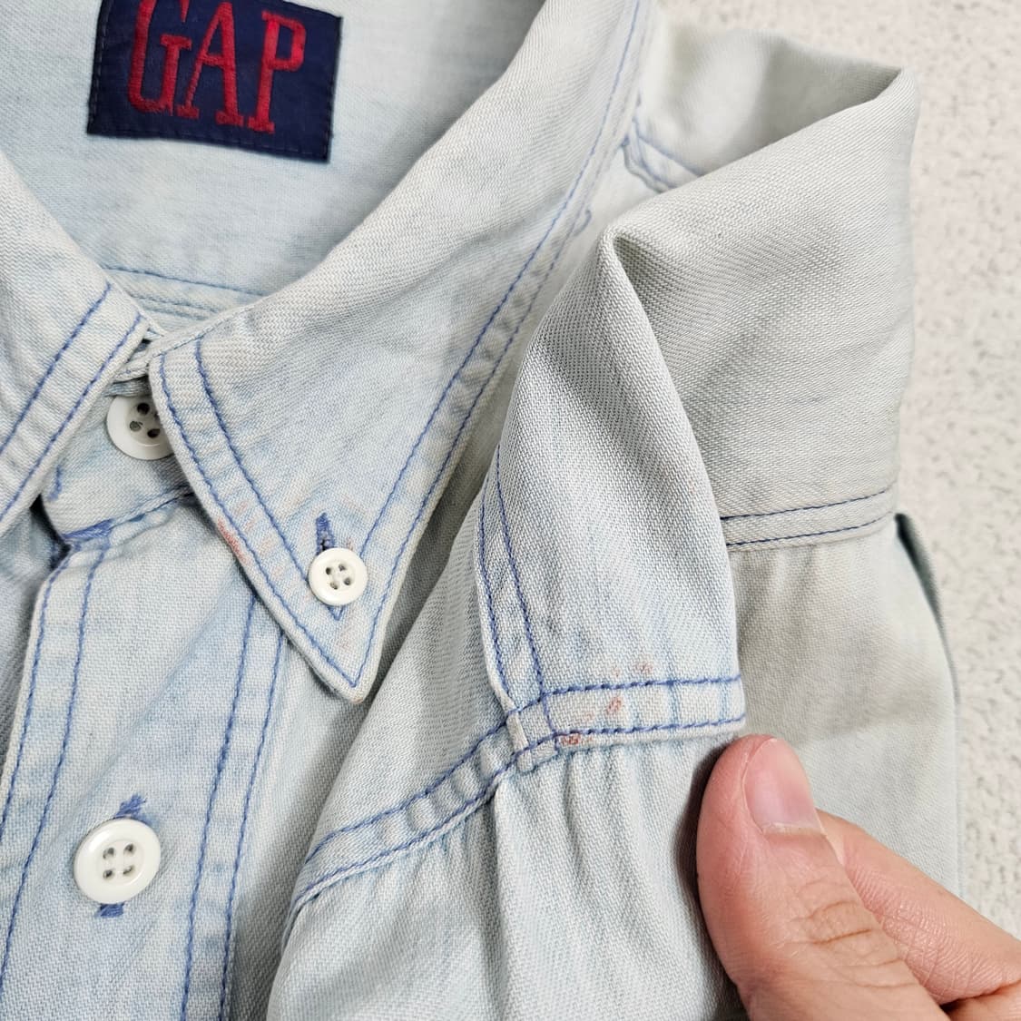 90s Gap 투포켓 샴브레이 셔츠 상품이미지8