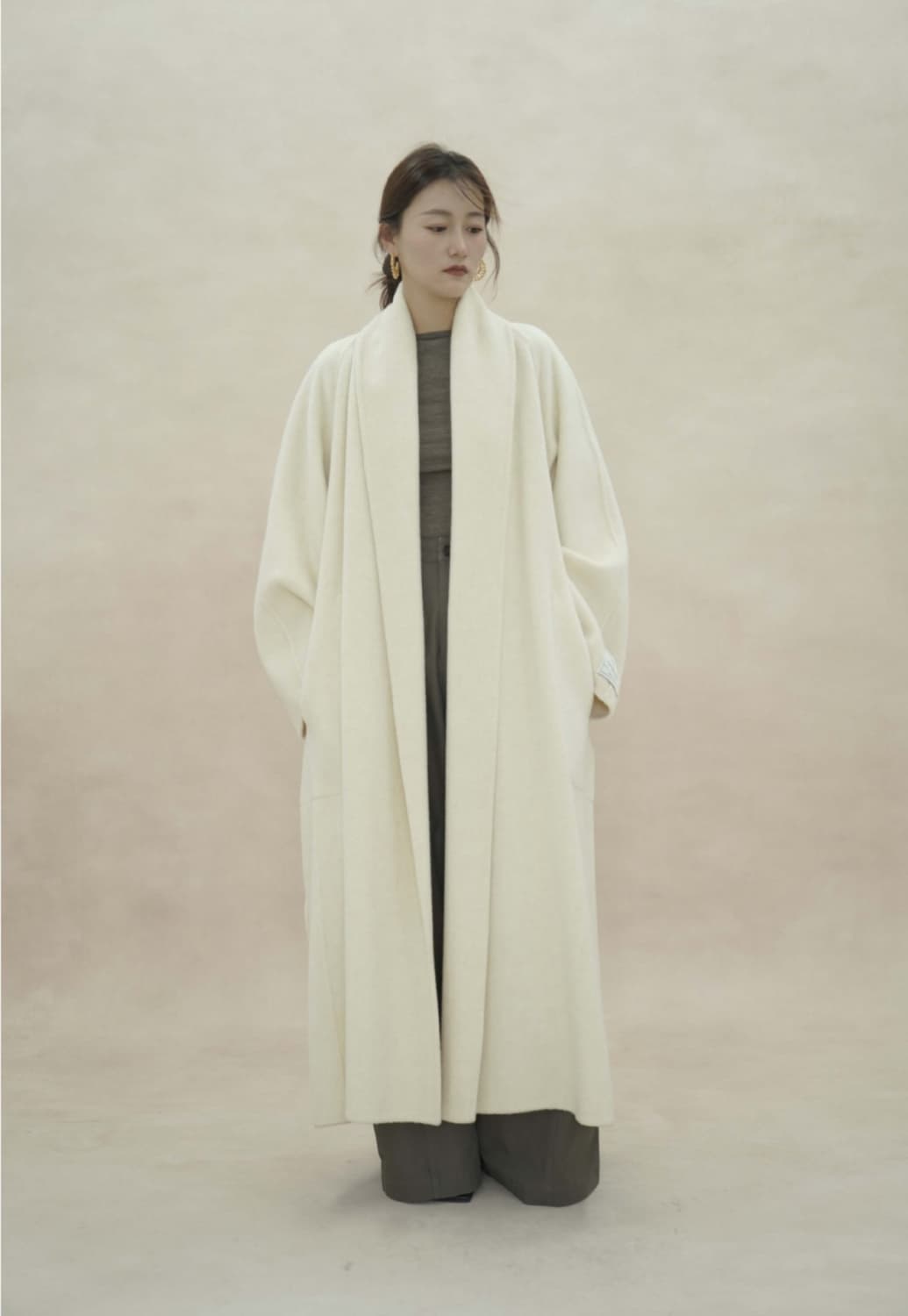 핸드메이드 프리미엄 벨티드 롱 더블페이스 울 로브 코트 상품이미지2