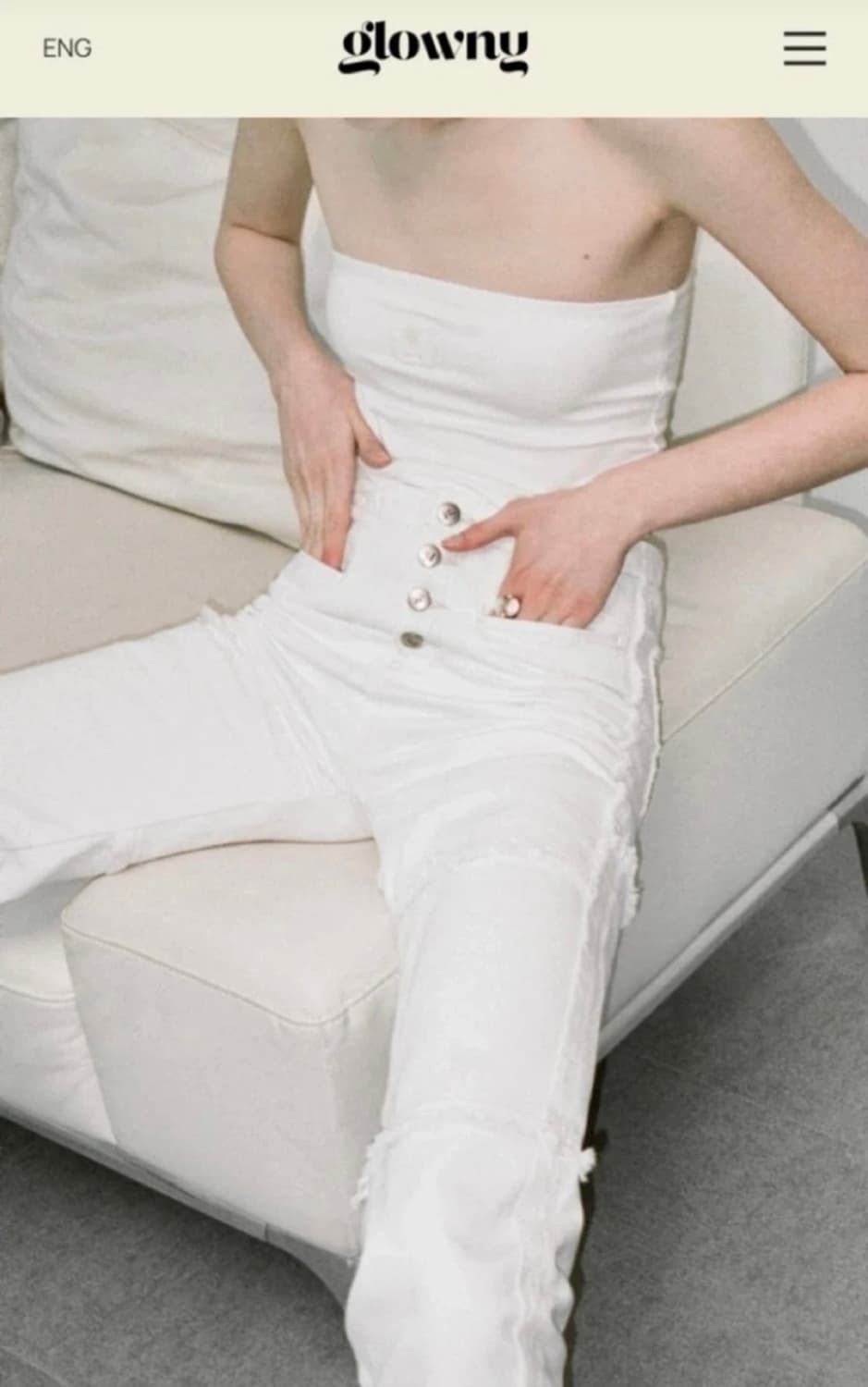 글로니 다운타운팬츠 시애틀진 화이트 S 상품이미지2