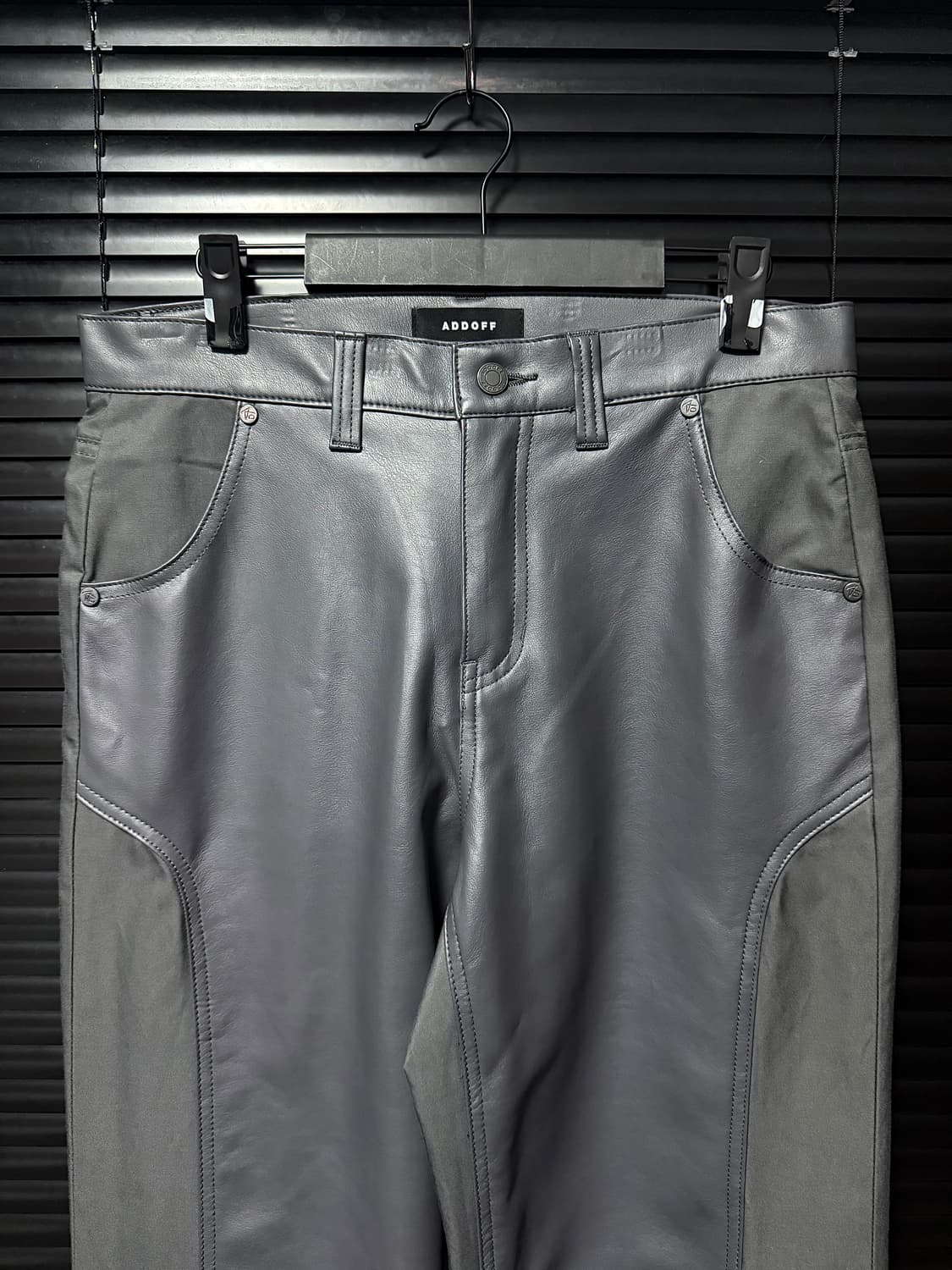 에드오프 회색 그레이 레더 가죽 믹스 스트레이트 일자 핏 30 31 팬츠 상품이미지3