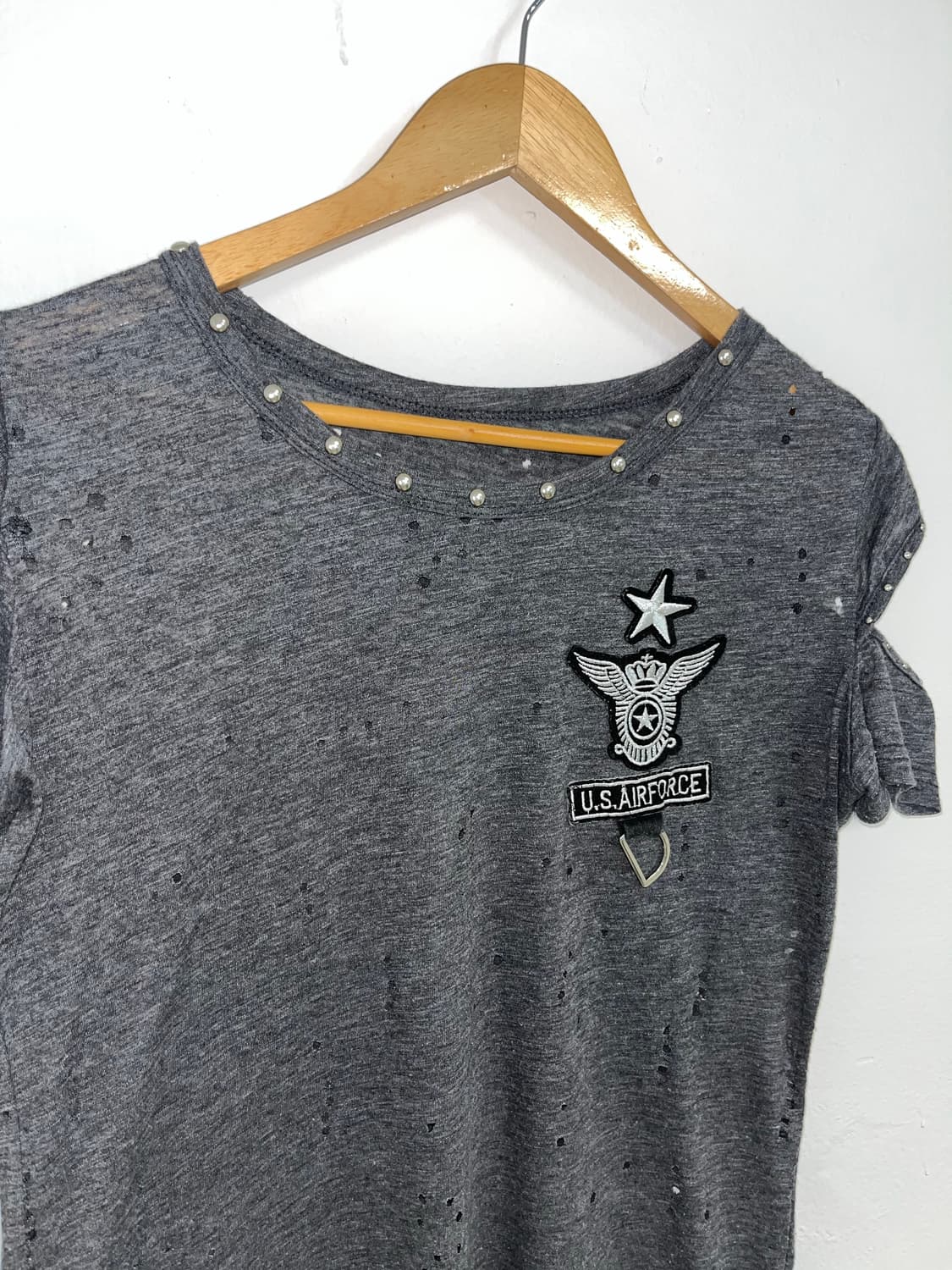 •00‘s P2K 소매 슬릿 스터드 반팔 티셔츠 상품이미지5