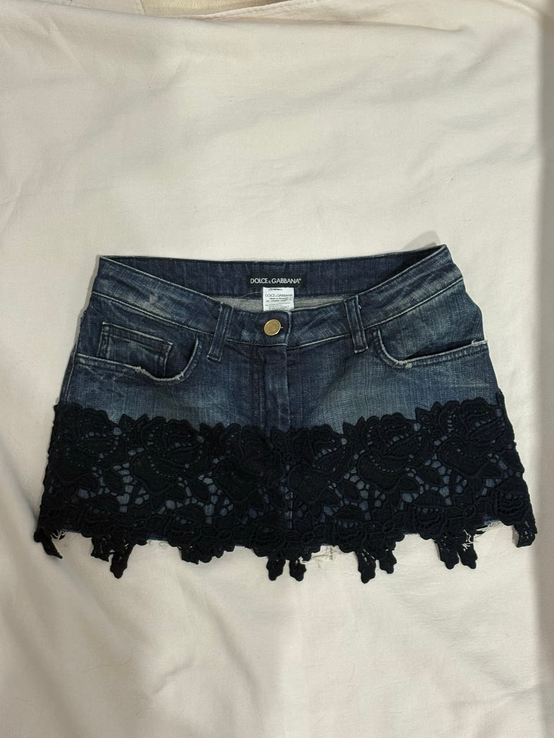 dolce & gabbana 2000s lace denim skirt 상품이미지1