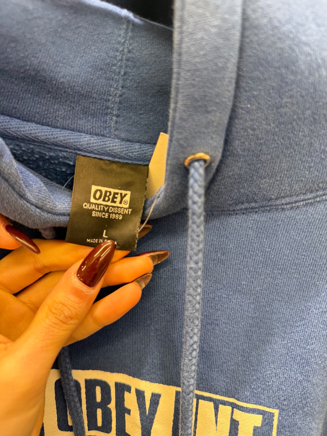 오베이 백로고 스레이트 블루 후드티 U1192 상품이미지5