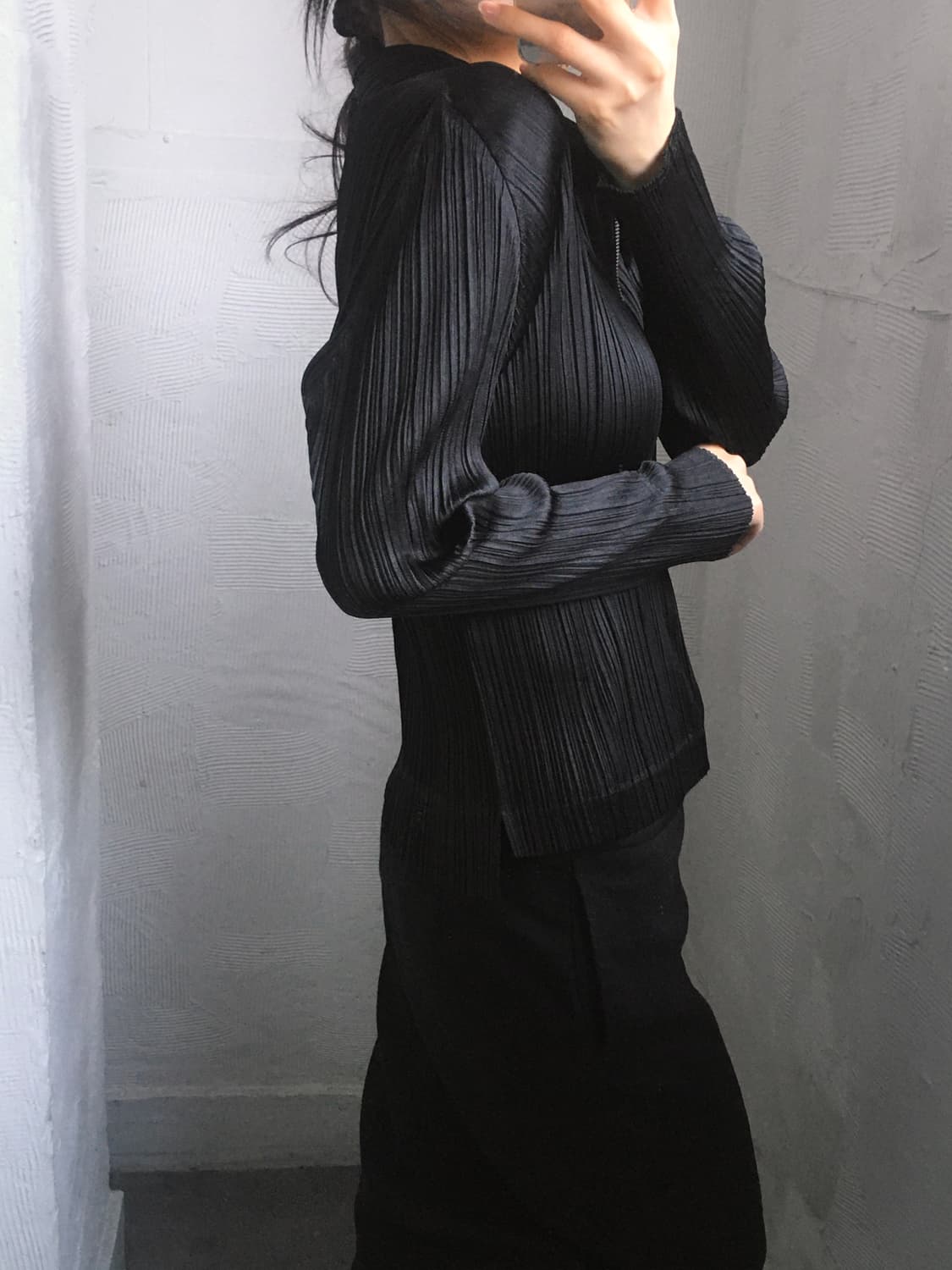 Pleats Please 플리츠플리즈 블랙 반집업 롱슬리브  상품이미지2