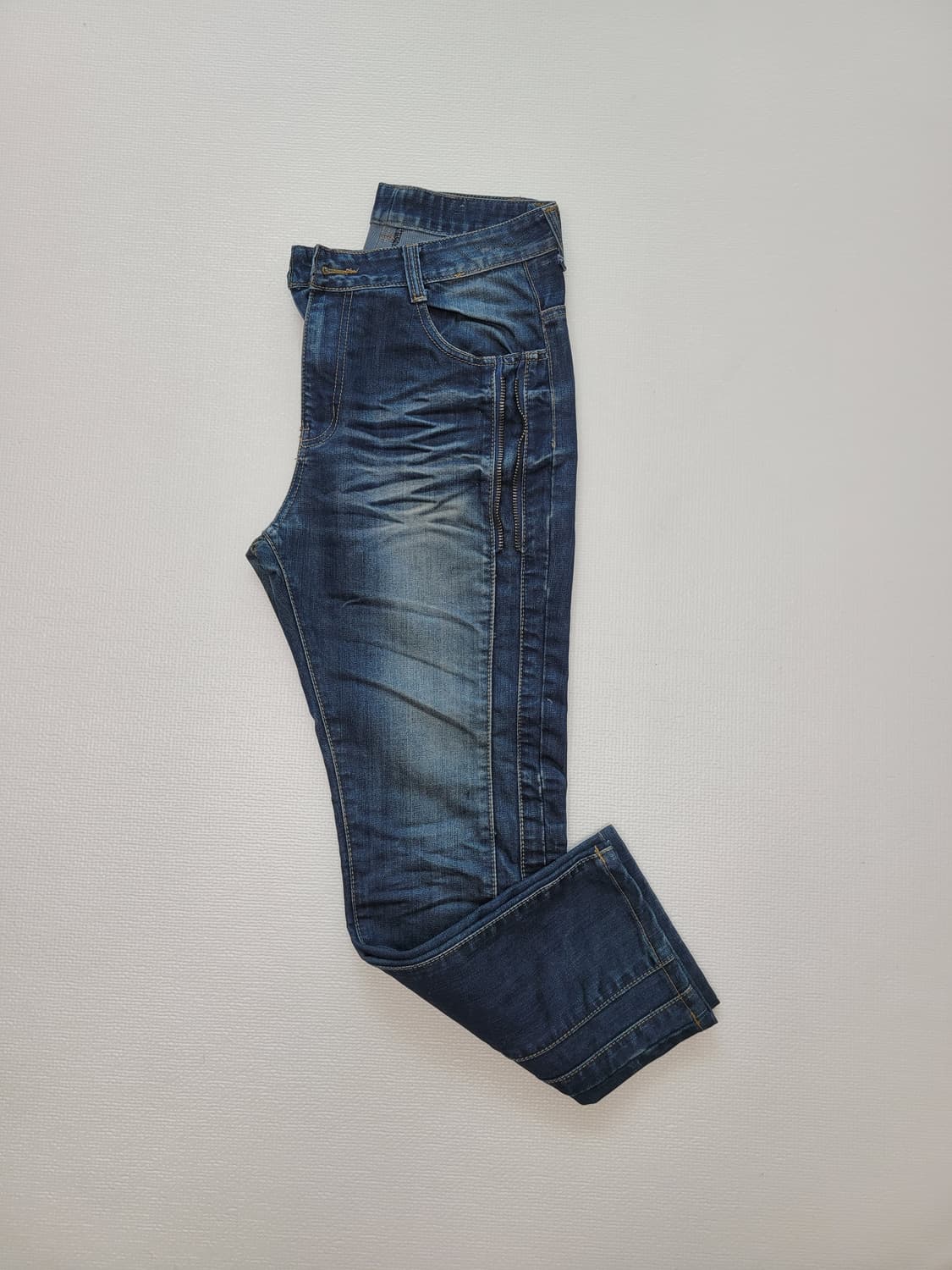 남자 메탈지퍼 엠보 청바지 31 다크네이비 상품이미지2