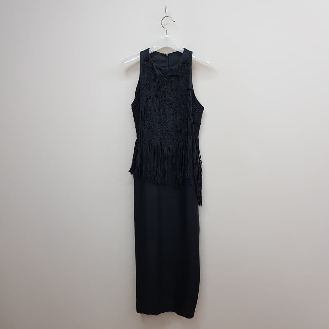 TSUMORI CHISATO 프린지 슬리브리스 롱 원피스 38사이즈 상품이미지1