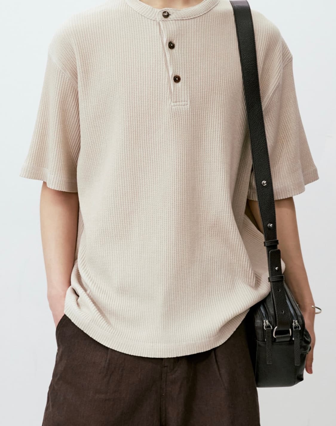 [L] 유스 Waffle Henley Neck H/S T-shirt  상품이미지1