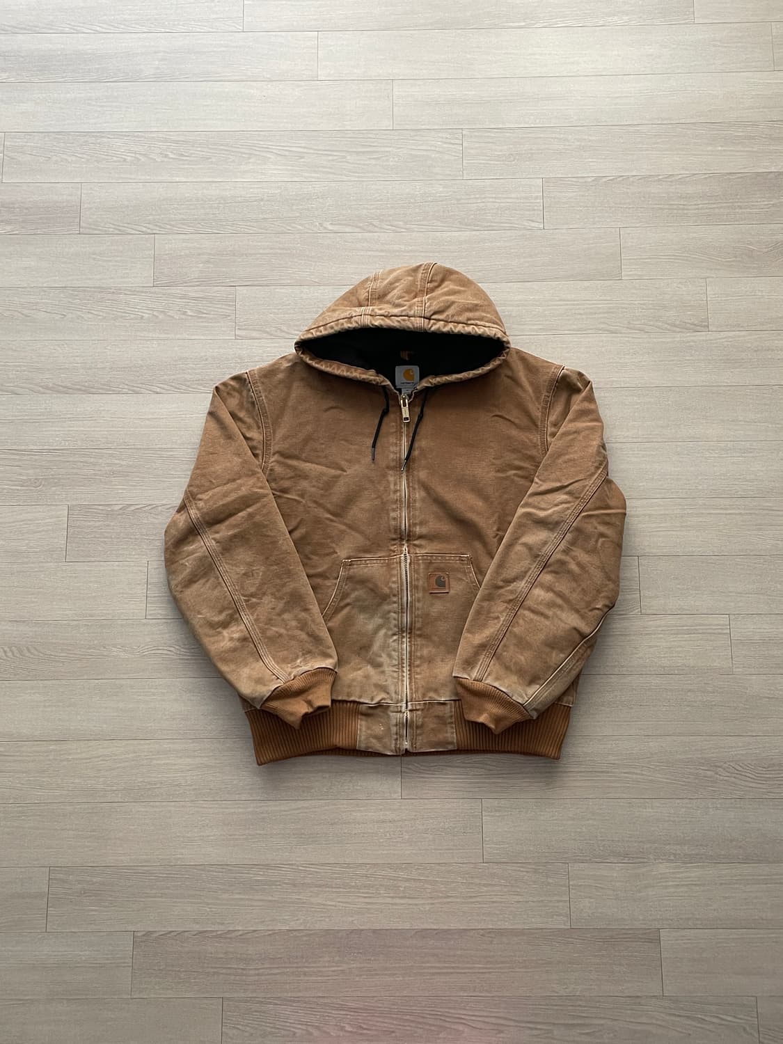 칼하트 j130 BRN 브라운 액티브 자켓 샌드스톤 빈티지 상품이미지1
