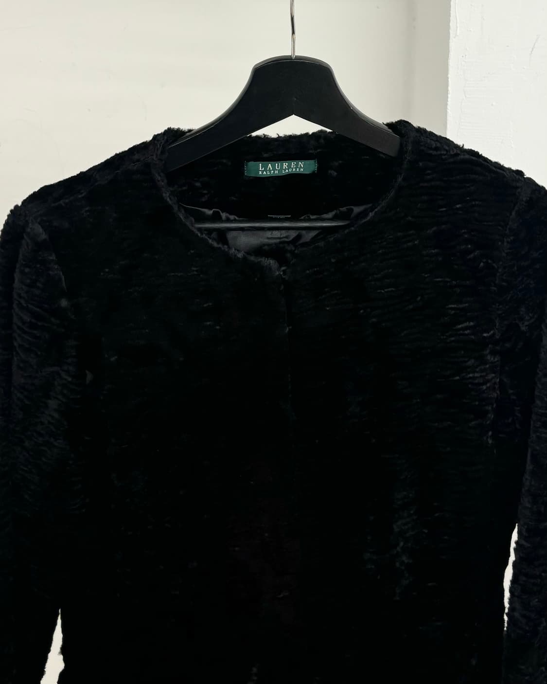 랄프 로렌 블랙 인조 페르시안 램 퍼 칼라리스 롱 원피스 상품이미지2