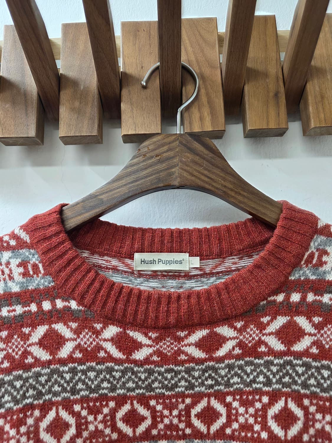 일본빈티지 Hush Puppies 울 100% 페어아일 니트 스웨터 상품이미지2