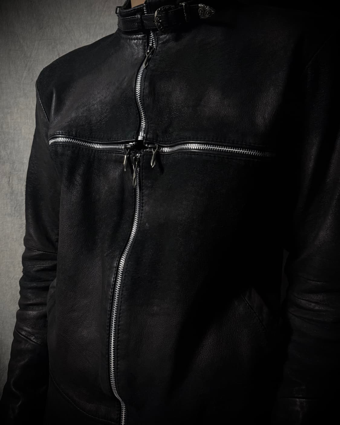 14th Addiction Cross-Zip Leather Jacket  상품이미지3