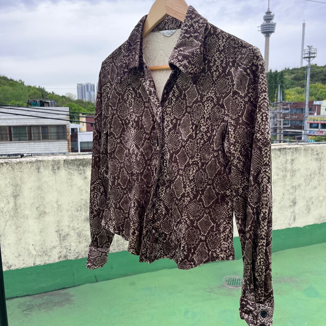 Snake Print Button-up Shirt Jacket 상품이미지1