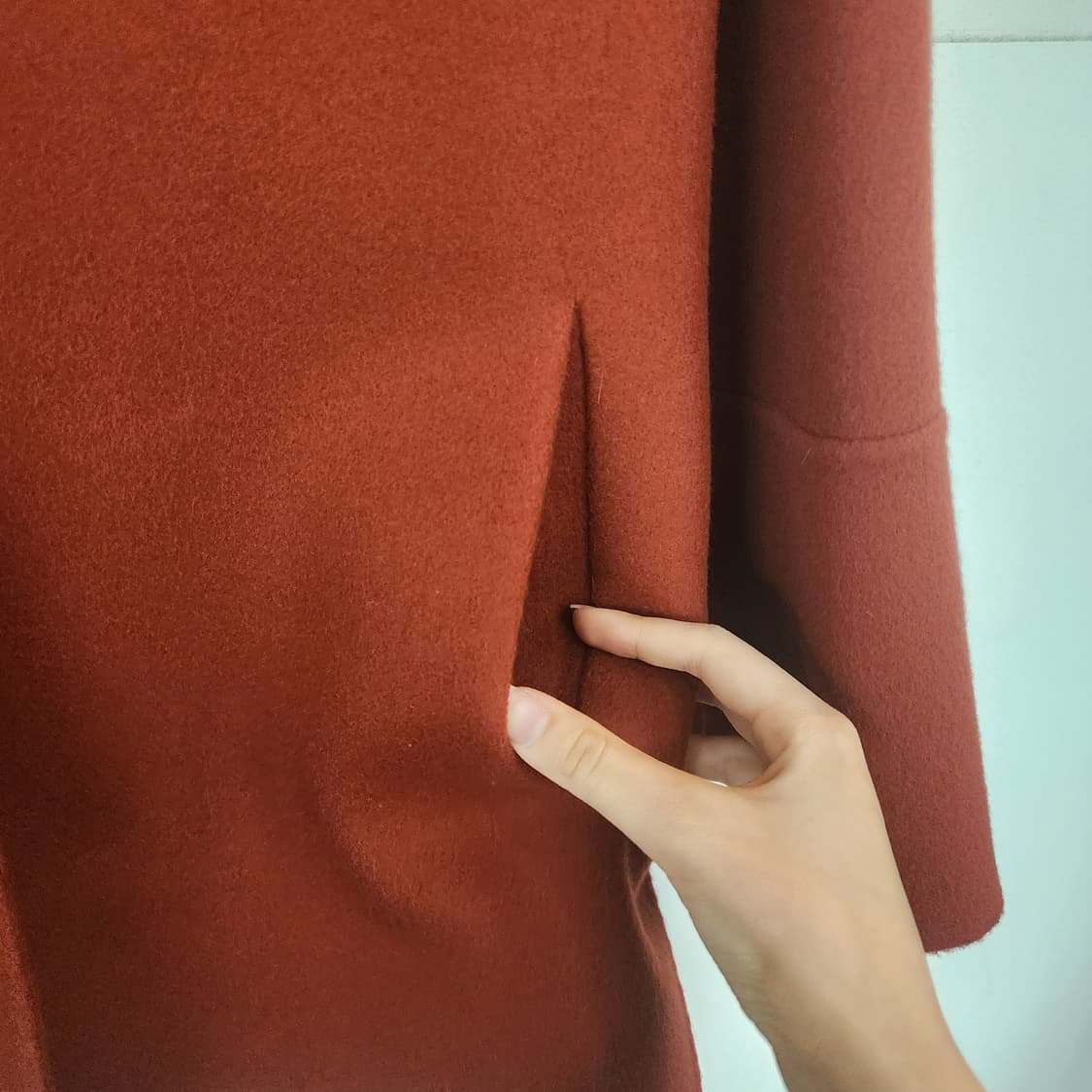 200C 레드브라운 울 코트 상품이미지3