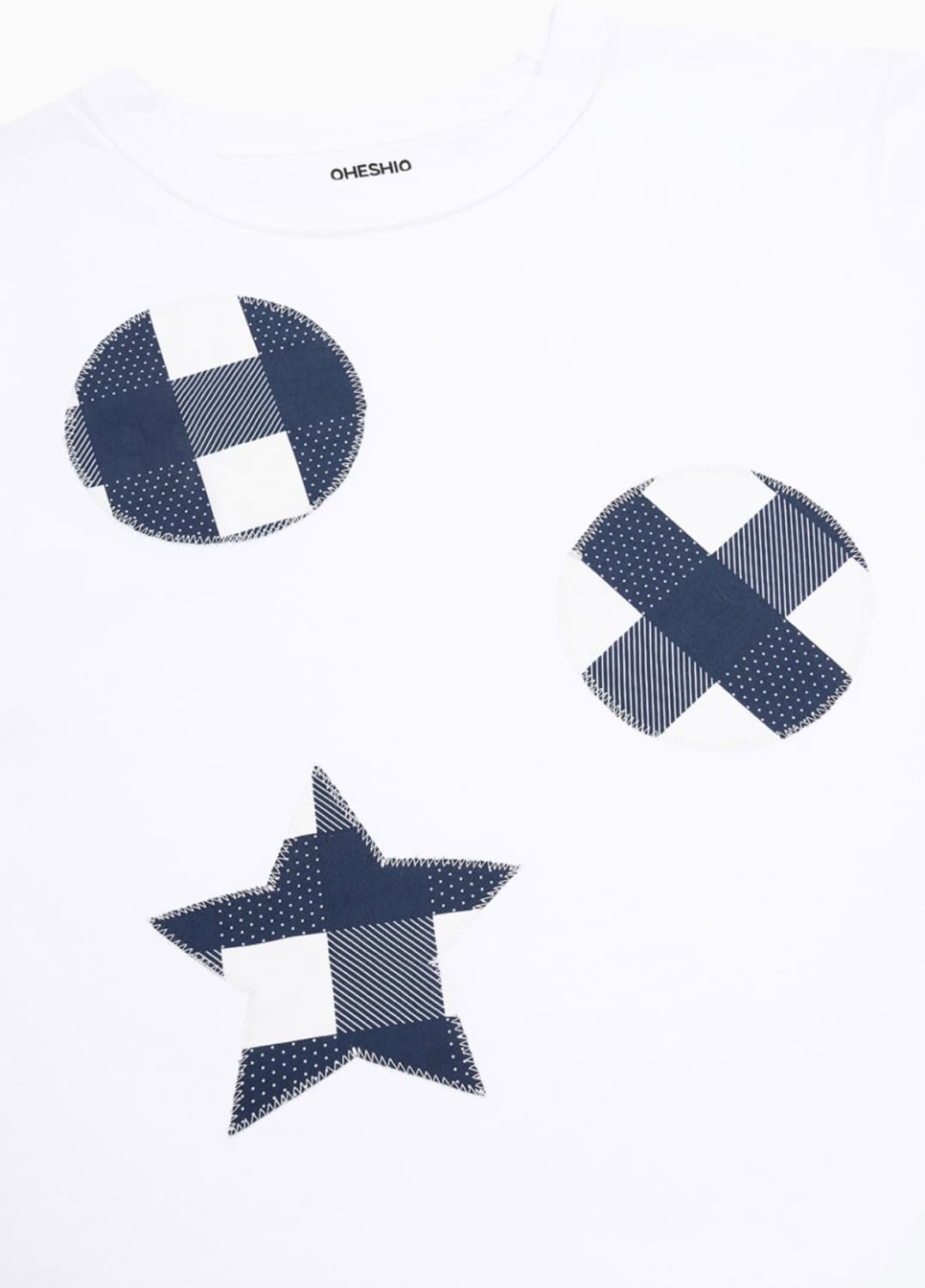 check patchy t-shirts, white 상품이미지3